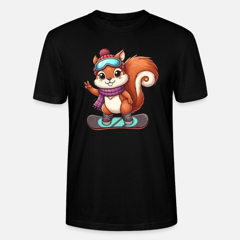 Snowboard Eichhörnchen Winterabenteuer - Stanley/Stella Unisex Bio-T-Shirt CRAFTER - Schwarz