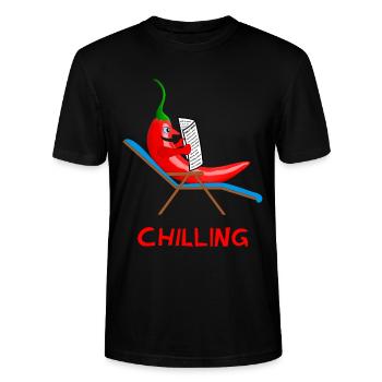chilli, chilling, chilli, lazybones, lazy - Stanley/Stella CRAFTER Unisex Organic T-Shirt - black - Front - Alina (178cm) & Michal (187cm)