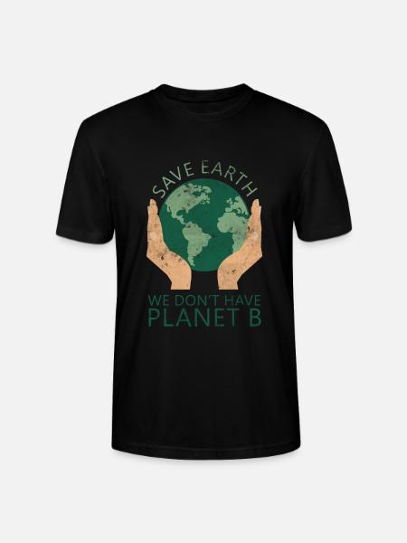 Eco-conscious Earth design with hands - Stanley/Stella CRAFTER Unisex Organic T-Shirt - black