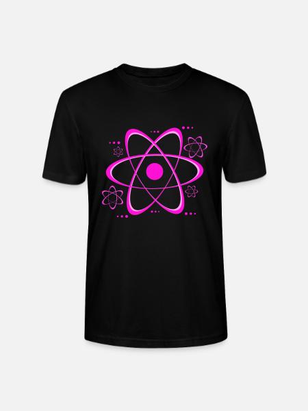 Pink Atom Symbol Print - Stanley/Stella CRAFTER Unisex Organic T-Shirt - black