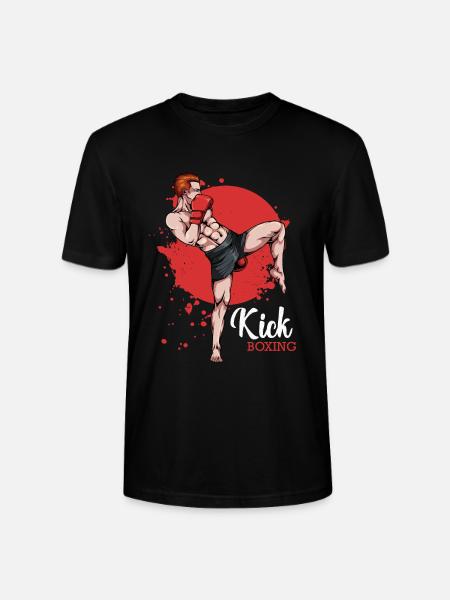 Kickboxer in Red Background - Stanley/Stella CRAFTER Unisex Organic T-Shirt - black