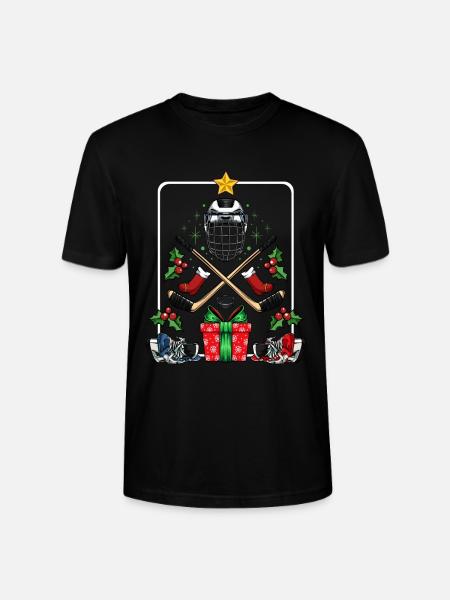 Sticks de casque de Noël de hockey - T-shirt bio CRAFTER Stanley Stella Unisexe - noir
