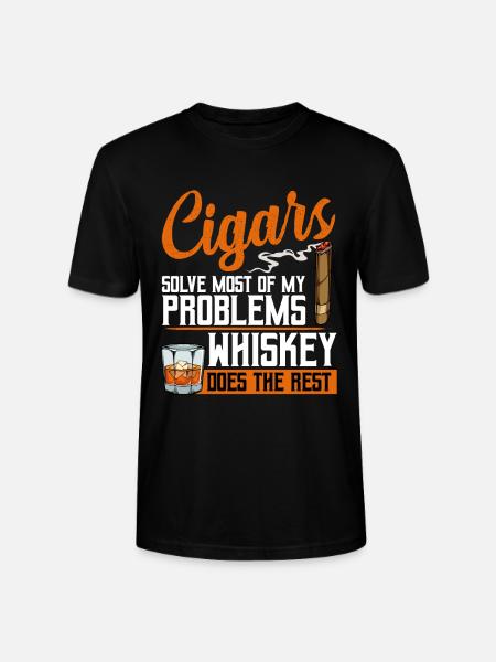 Cigars Solve Problems, Whiskey Does the Rest - Stanley/Stella Unisex Bio-T-Shirt CRAFTER - Schwarz