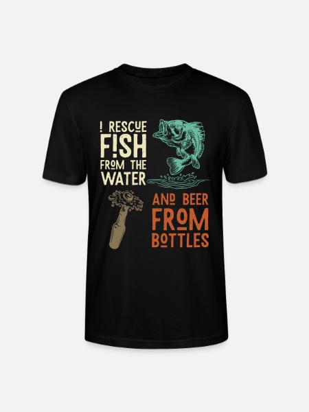 Funny Fishing Beer Quote – Rescue Fish - Ekologisk T-shirt CRAFTER unisex från Stanley/Stella - svart