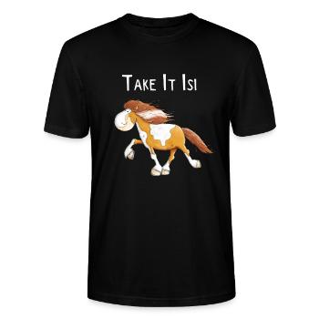 Lustiges Islandpferd Take It Isi Spruch - Stanley/Stella Unisex Bio-T-Shirt CRAFTER - Schwarz - Vorne - Alina (178cm) & Michal (187cm)