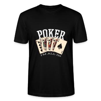 Poker Royal Flush Card Game - T-shirt bio CRAFTER Stanley Stella Unisexe - noir - Devant - Alina (178cm) & Michal (187cm)