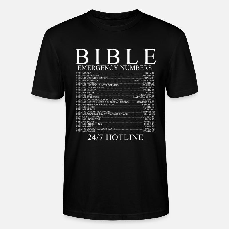 numéros d'urgence de la Bible - T-shirt bio CRAFTER Stanley Stella Unisexe - noir