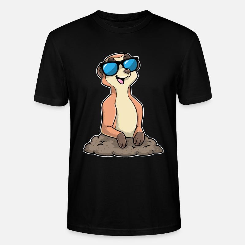 Erdmännchen mit Brille - Stanley/Stella Unisex Bio-T-Shirt CRAFTER - Schwarz