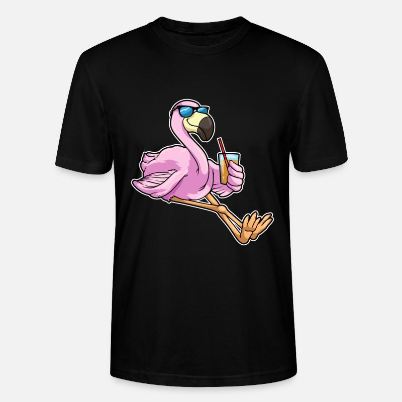 Flamingo mit Getränk mit Strohhalm - Stanley/Stella Unisex Bio-T-Shirt CRAFTER - Schwarz