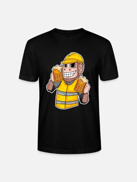 Baustelle Affe Bier lustig Geschenk - Stanley/Stella Unisex Bio-T-Shirt CRAFTER - Schwarz