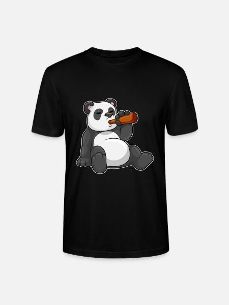 Panda Flasche Bier - Stanley/Stella Unisex Bio-T-Shirt CRAFTER - Schwarz