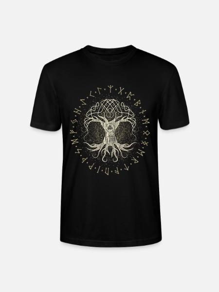 Ygdrassil Wereldboom Levensboom Valknut - Stanley/Stella Uniseks bio-T-shirt CRAFTER - zwart