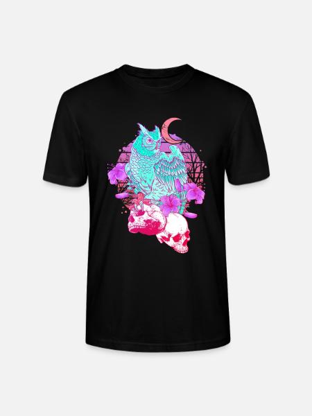 Pastel Goth Skull Owl Aesthetic Clothes Moon - Stanley/Stella CRAFTER Unisex Organic T-Shirt - black