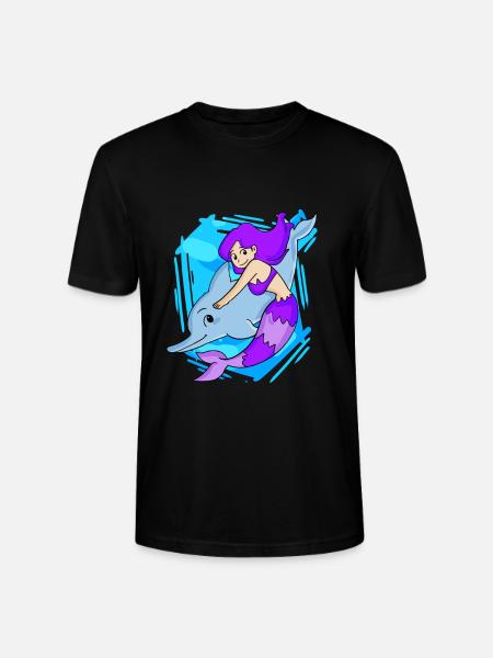 Meerjungfrau mit Delfin - Stanley/Stella Unisex Bio-T-Shirt CRAFTER - Schwarz