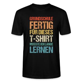 Einschulung 5.Klasse Grundschule Realschule Gymn - Stanley/Stella Unisex Bio-T-Shirt CRAFTER - Schwarz - Vorne - Alina (178cm) & Michal (187cm)
