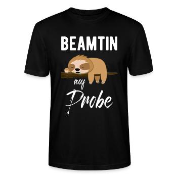 Beamtin Auf Probe Faultier Verbeamtung Geschenk - Stanley/Stella Unisex Bio-T-Shirt CRAFTER - Schwarz - Vorne - Alina (178cm) & Michal (187cm)