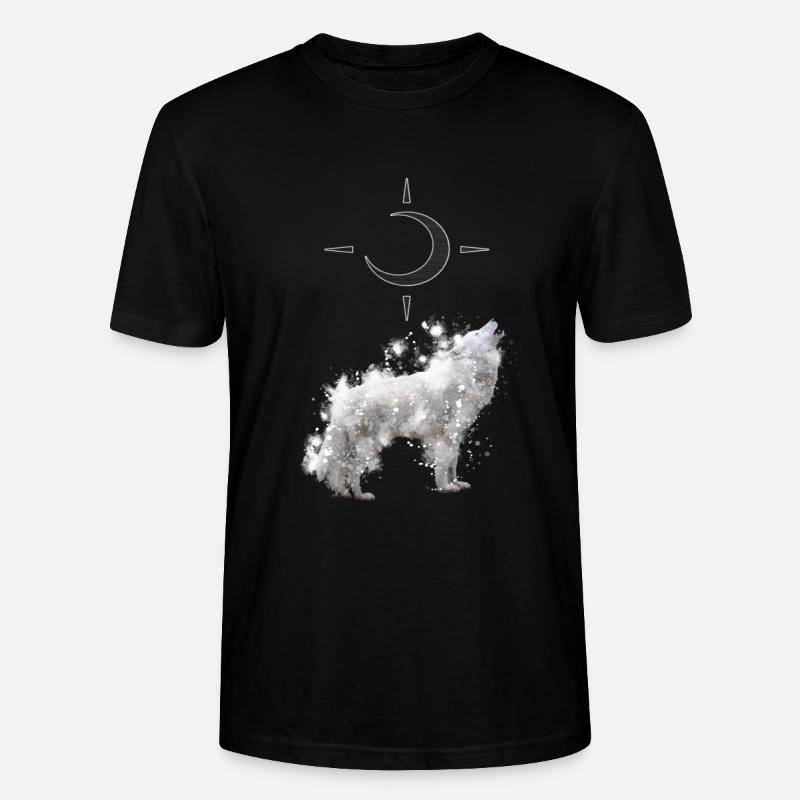 Wolf's Kunst mit Halbmond - Stanley/Stella Unisex Bio-T-Shirt CRAFTER - Schwarz