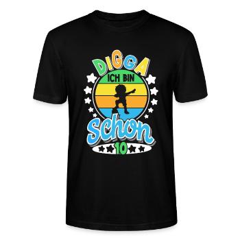 Digga Ich Bin Schon 10 Fußball Dabbing - Stanley/Stella Unisex Bio-T-Shirt CRAFTER - Schwarz - Vorne - Alina (178cm) & Michal (187cm)