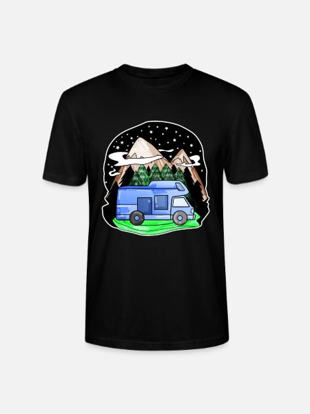 Camping-car Mountain Mountains Camping Camper - T-shirt bio CRAFTER Stanley Stella Unisexe - noir