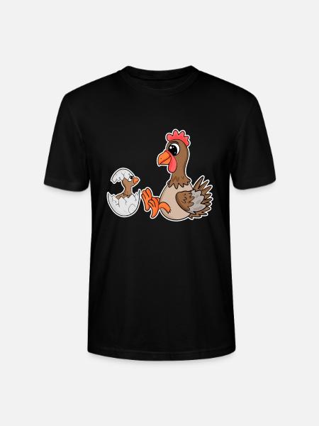 Poulet avec bébé poulet - T-shirt bio CRAFTER Stanley Stella Unisexe - noir