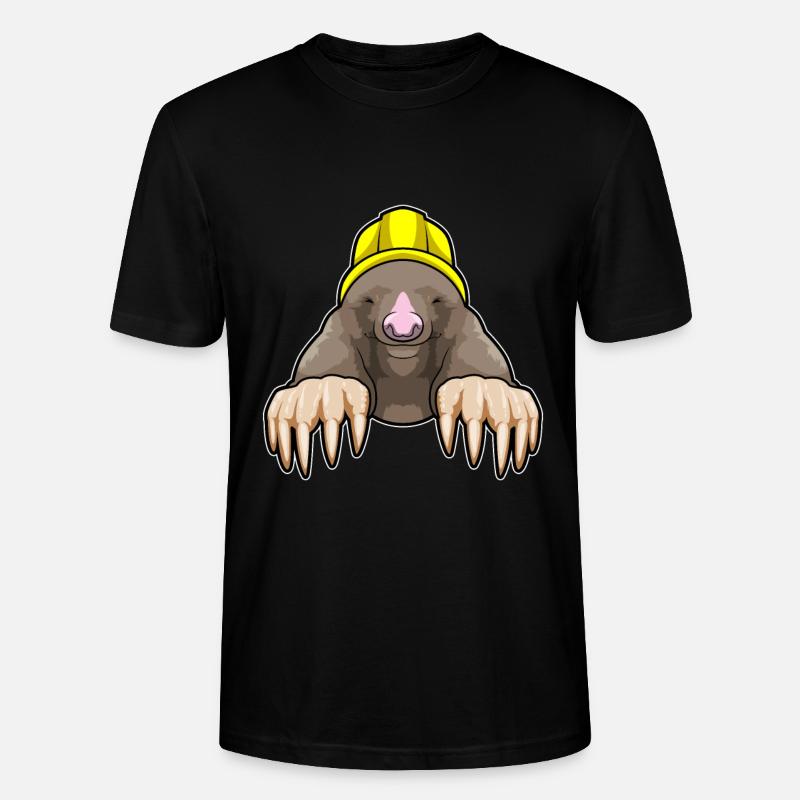 Maulwurf als Bergmann mit Helm - Stanley/Stella Unisex Bio-T-Shirt CRAFTER - Schwarz
