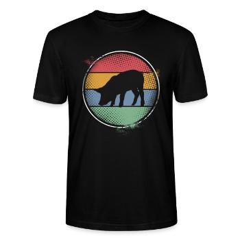 Schwein - Stanley/Stella Unisex Bio-T-Shirt CRAFTER - Schwarz - Vorne - Alina (178cm) & Michal (187cm)