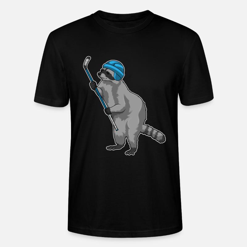 Waschbär Eishockey Eishockeyschläger - Stanley/Stella CRAFTER Unisex Organic T-Shirt - black