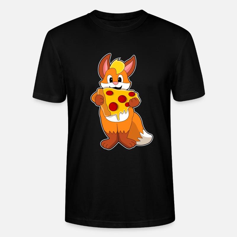 Fuchs mit Pizza - Stanley/Stella Unisex Bio-T-Shirt CRAFTER - Schwarz