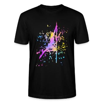 Pole Dance Fitness Farbspritzer Poledance - Stanley/Stella Unisex Bio-T-Shirt CRAFTER - Schwarz - Vorne - Alina (178cm) & Michal (187cm)