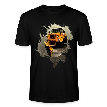 W50 Straßenräumfahrzeug Winterdienst DDR - Stanley/Stella Unisex Bio-T-Shirt CRAFTER - Schwarz - Vorne - Alina (178cm) & Michal (187cm)