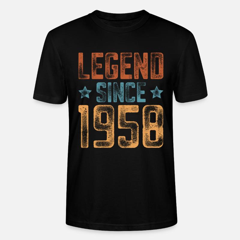 1958 Naissance Année de naissance Anniversaire - T-shirt bio CRAFTER Stanley Stella Unisexe - noir