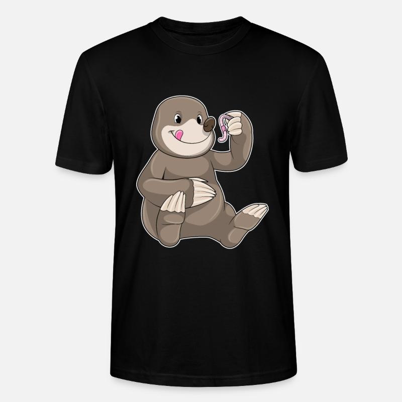 Maulwurf mit Regenwurm - Stanley/Stella Unisex Bio-T-Shirt CRAFTER - Schwarz