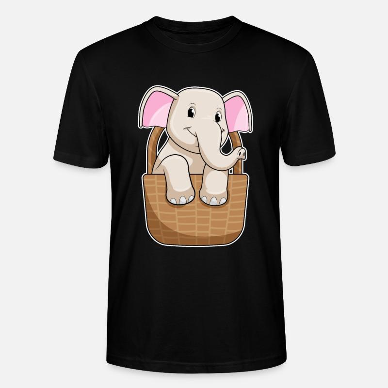 Éléphant avec panier - T-shirt bio CRAFTER Stanley Stella Unisexe - noir