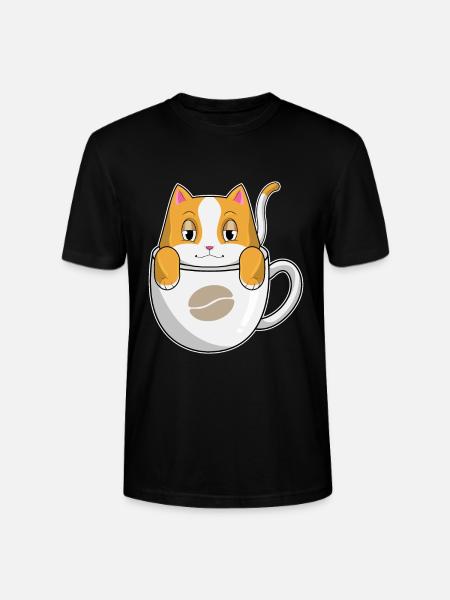 Cat Coffee Mug - Stanley/Stella CRAFTER Unisex Organic T-Shirt - black