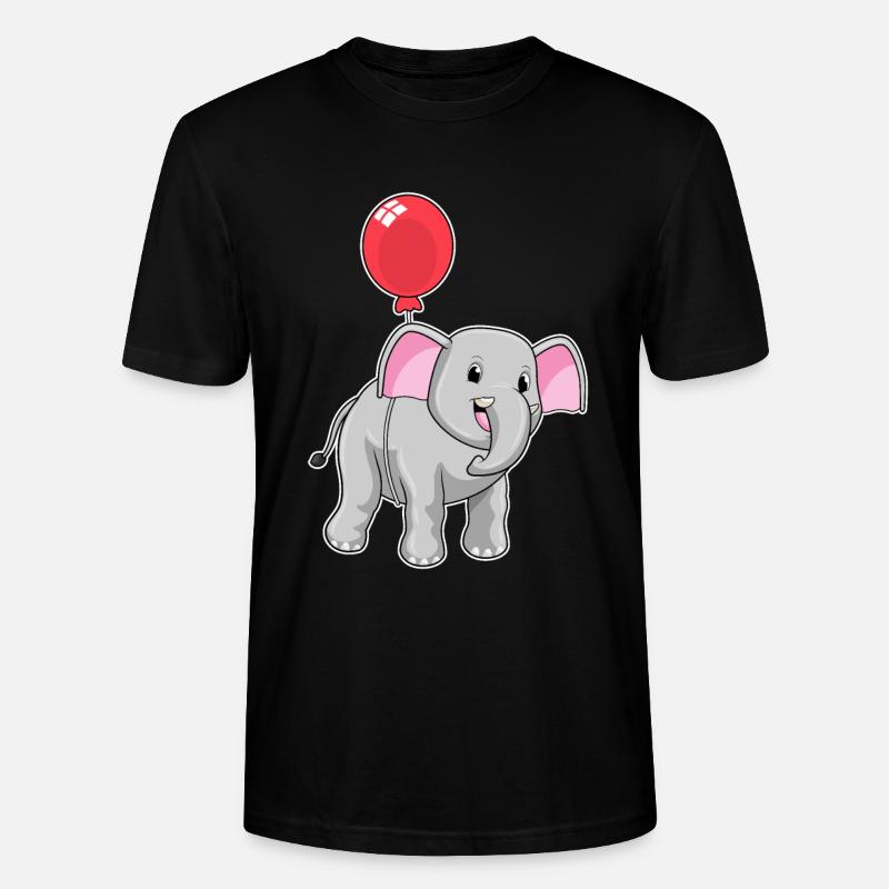 Elefant mit Luftballon - Stanley/Stella Unisex Bio-T-Shirt CRAFTER - Schwarz