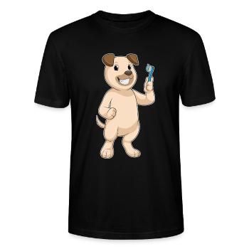 Hund Zahnbürste - Stanley/Stella Unisex Bio-T-Shirt CRAFTER - Schwarz - Vorne - Alina (178cm) & Michal (187cm)