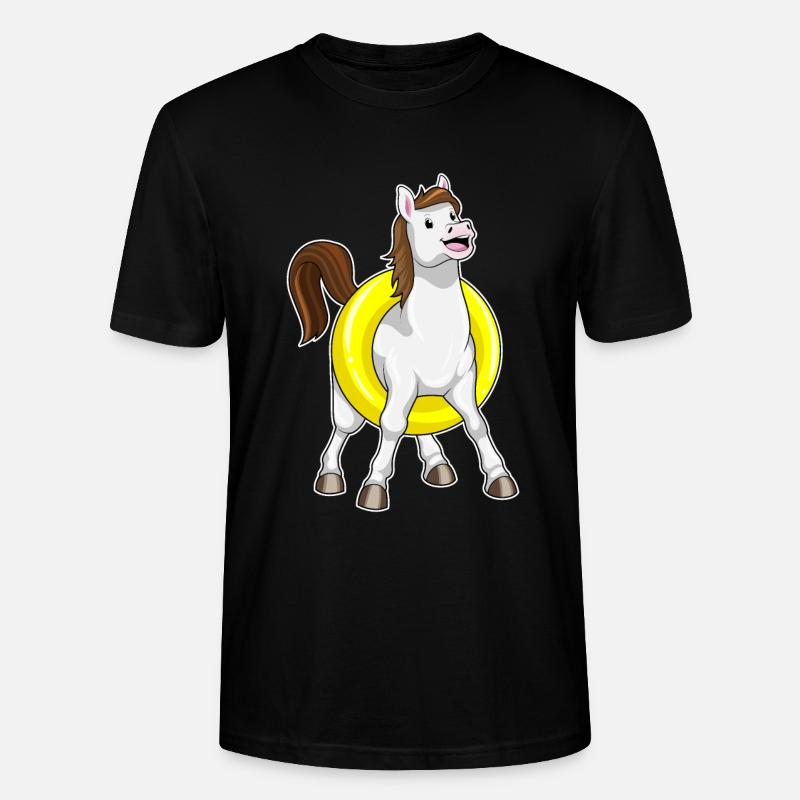 Pferd als Schwimmer mit Rettungsring - Stanley/Stella Unisex Bio-T-Shirt CRAFTER - Schwarz