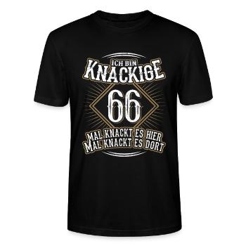 66. Geburtstag Lustig Geschenk - Stanley/Stella Unisex Bio-T-Shirt CRAFTER - Schwarz - Vorne - Alina (178cm) & Michal (187cm)