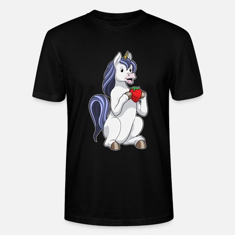 Einhorn Erdbeere - Stanley/Stella Unisex Bio-T-Shirt CRAFTER - Schwarz