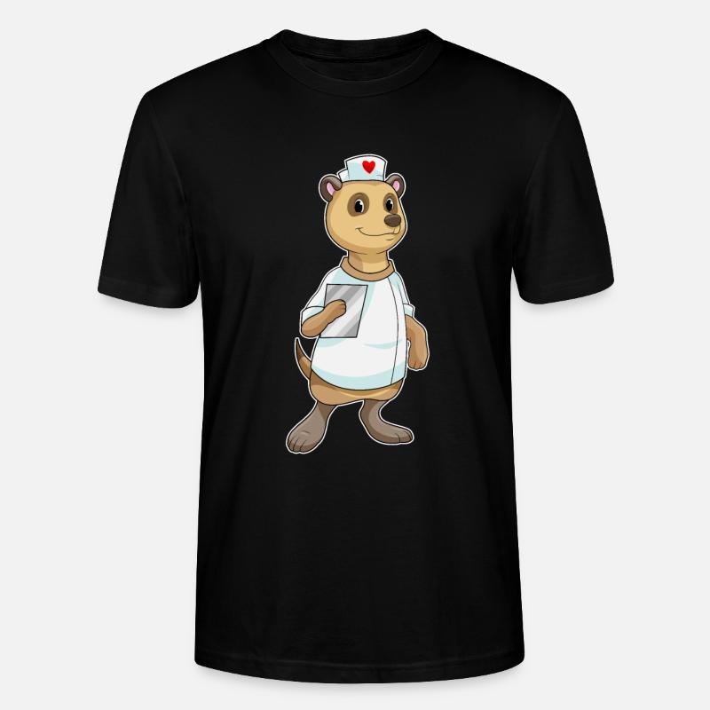 Erdmännchen Krankenschwester Herz - Stanley/Stella Unisex Bio-T-Shirt CRAFTER - Schwarz