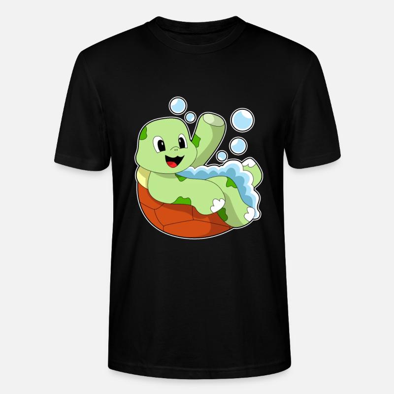 Schildkröte beim Baden mit Schaum - Stanley/Stella Unisex Bio-T-Shirt CRAFTER - Schwarz