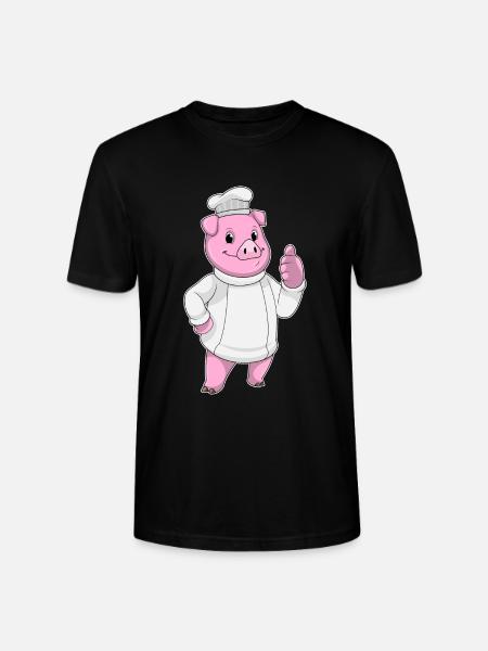 Pig Chef Chef Hat Cooking - Stanley/Stella CRAFTER Unisex Organic T-Shirt - black