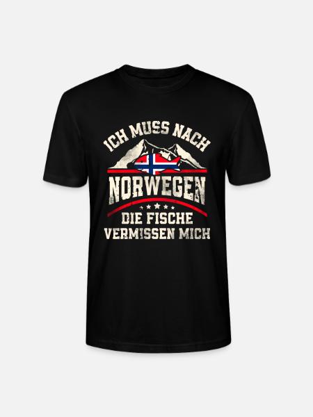 Norwegen Angeln Angler Fischen - Stanley/Stella Unisex Bio-T-Shirt CRAFTER - Schwarz