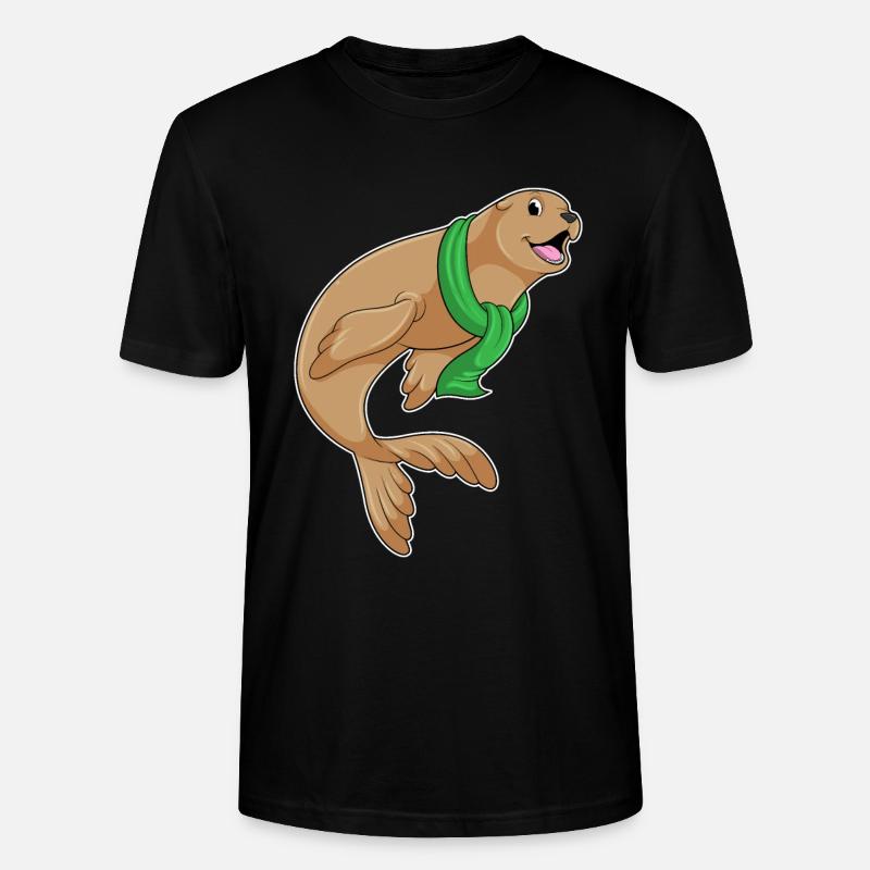 Seehund mit Schal - Stanley/Stella Unisex Bio-T-Shirt CRAFTER - Schwarz
