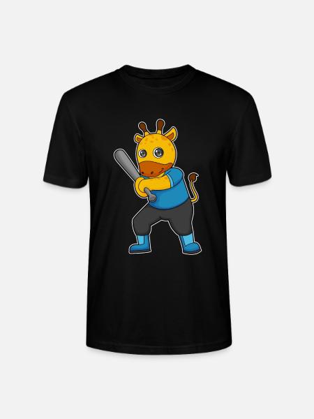 Giraffe Baseball Baseball Bat - Stanley/Stella CRAFTER Unisex Organic T-Shirt - black