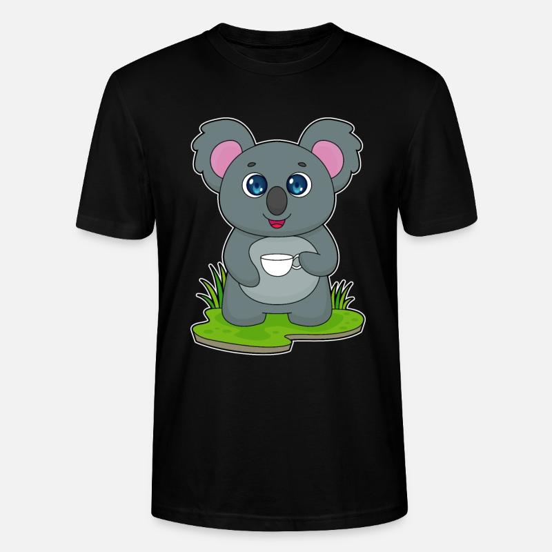 Koala mit Kaffeetasse - Stanley/Stella Unisex Bio-T-Shirt CRAFTER - Schwarz