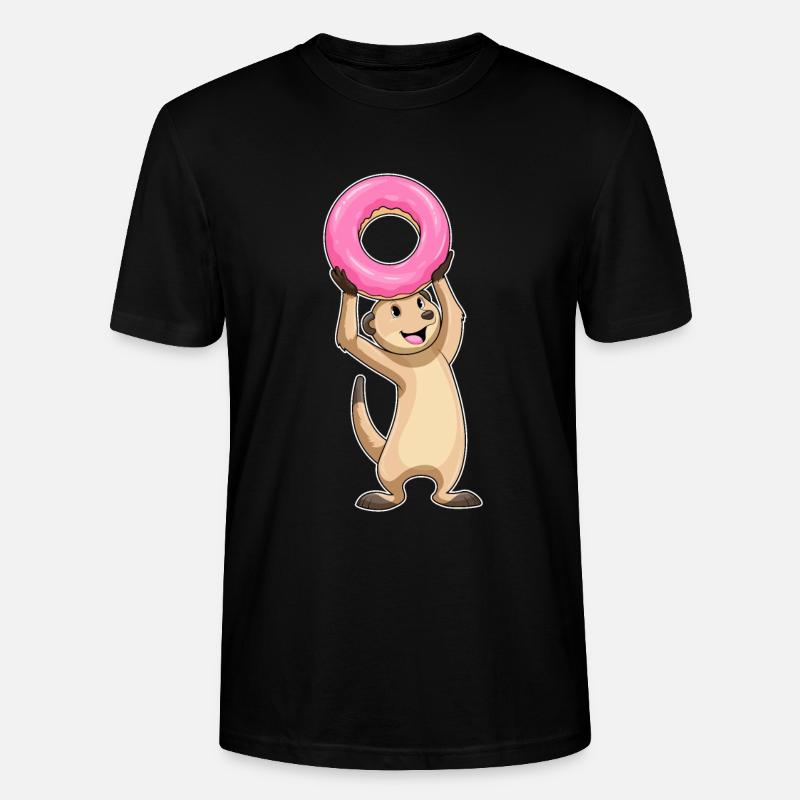 Erdmännchen mit Donut - Stanley/Stella Unisex Bio-T-Shirt CRAFTER - Schwarz