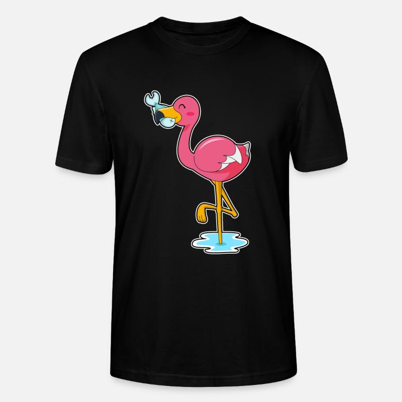 Flamingo mit Fisch - Stanley/Stella Unisex Bio-T-Shirt CRAFTER - Schwarz