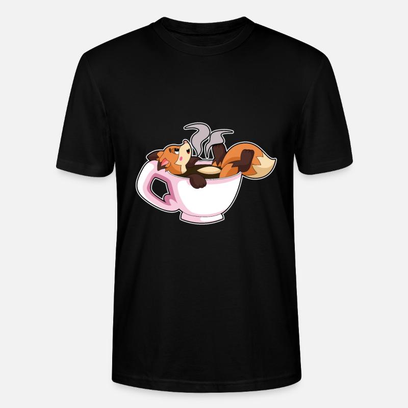Fuchs mit Tasse Kaffee - Stanley/Stella Unisex Bio-T-Shirt CRAFTER - Schwarz