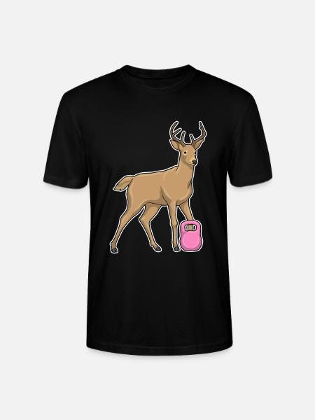 Deer Bodybuilder Dumbbell Bodybuilding - Stanley/Stella CRAFTER Unisex Organic T-Shirt - black